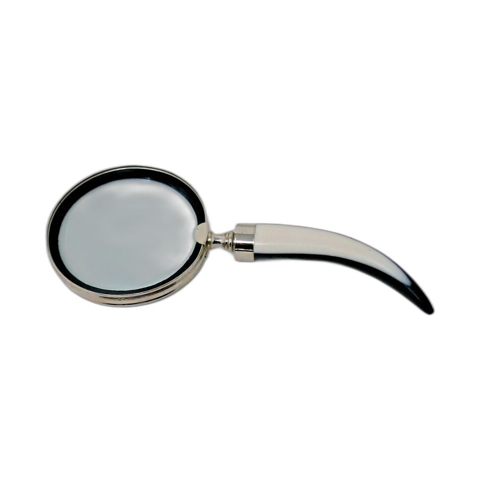 Botanica Handheld Magnifying Glass with Cream and Black Horn Handle
